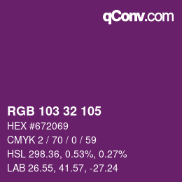 Farbcode: RGB 103 32 105 | qconv.com