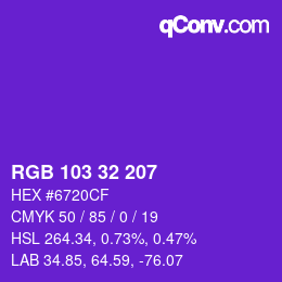 Color code: RGB 103 32 207 | qconv.com