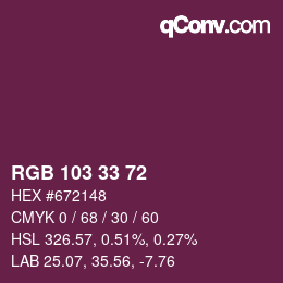 Color code: RGB 103 33 72 | qconv.com