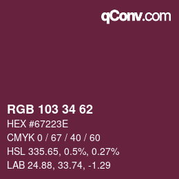 Color code: RGB 103 34 62 | qconv.com