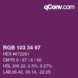 Color code: RGB 103 34 97 | qconv.com