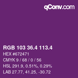 カラーコード: RGB 103 36.4 113.4 | qconv.com