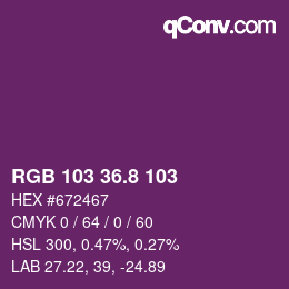 カラーコード: RGB 103 36.8 103 | qconv.com