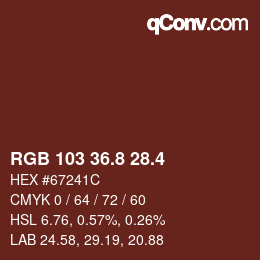 カラーコード: RGB 103 36.8 28.4 | qconv.com