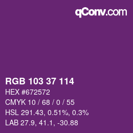 Color code: RGB 103 37 114 | qconv.com