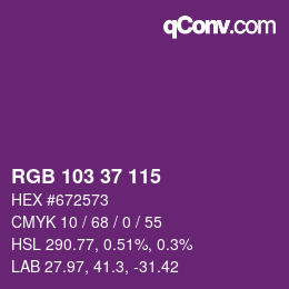 Color code: RGB 103 37 115 | qconv.com