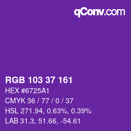 Color code: RGB 103 37 161 | qconv.com