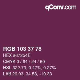 Color code: RGB 103 37 78 | qconv.com