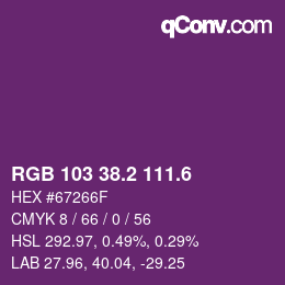 カラーコード: RGB 103 38.2 111.6 | qconv.com