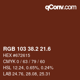 カラーコード: RGB 103 38.2 21.6 | qconv.com