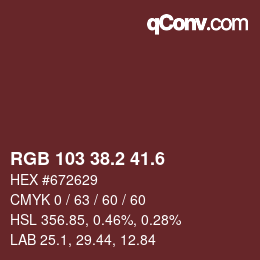 カラーコード: RGB 103 38.2 41.6 | qconv.com