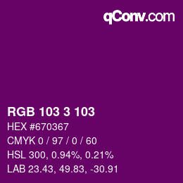 カラーコード: RGB 103 3 103 | qconv.com