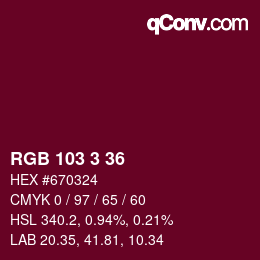 Color code: RGB 103 3 36 | qconv.com