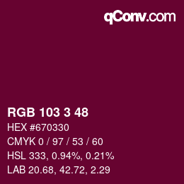 カラーコード: RGB 103 3 48 | qconv.com
