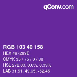 カラーコード: RGB 103 40 158 | qconv.com