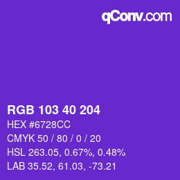 Color code: RGB 103 40 204 | qconv.com