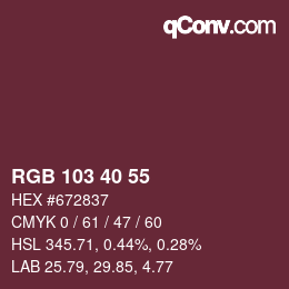 Color code: RGB 103 40 55 | qconv.com