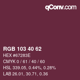 Color code: RGB 103 40 62 | qconv.com