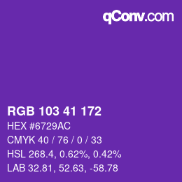 Color code: RGB 103 41 172 | qconv.com