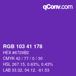 Color code: RGB 103 41 178 | qconv.com