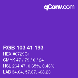 Color code: RGB 103 41 193 | qconv.com