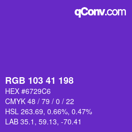 Color code: RGB 103 41 198 | qconv.com