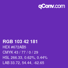 Color code: RGB 103 42 181 | qconv.com
