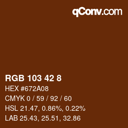 Color code: RGB 103 42 8 | qconv.com