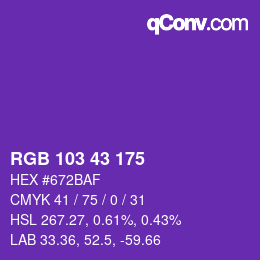 Color code: RGB 103 43 175 | qconv.com