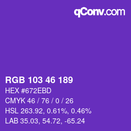 Color code: RGB 103 46 189 | qconv.com