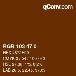 Color code: RGB 103 47 0 | qconv.com