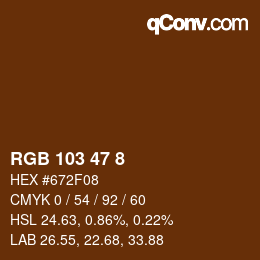 Color code: RGB 103 47 8 | qconv.com
