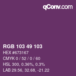 Color code: RGB 103 49 103 | qconv.com