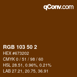 Color code: RGB 103 50 2 | qconv.com
