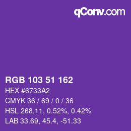 Color code: RGB 103 51 162 | qconv.com