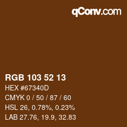 Color code: RGB 103 52 13 | qconv.com