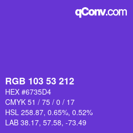 Color code: RGB 103 53 212 | qconv.com