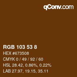 Color code: RGB 103 53 8 | qconv.com