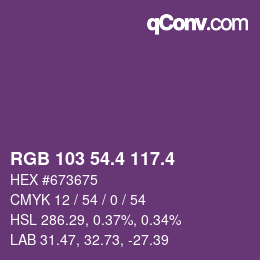 カラーコード: RGB 103 54.4 117.4 | qconv.com