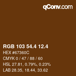 カラーコード: RGB 103 54.4 12.4 | qconv.com