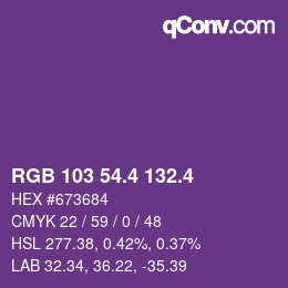 カラーコード: RGB 103 54.4 132.4 | qconv.com