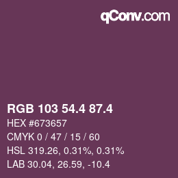 カラーコード: RGB 103 54.4 87.4 | qconv.com