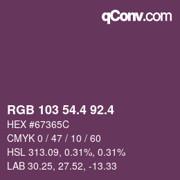カラーコード: RGB 103 54.4 92.4 | qconv.com
