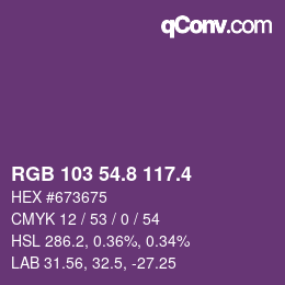カラーコード: RGB 103 54.8 117.4 | qconv.com
