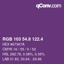 カラーコード: RGB 103 54.8 122.4 | qconv.com