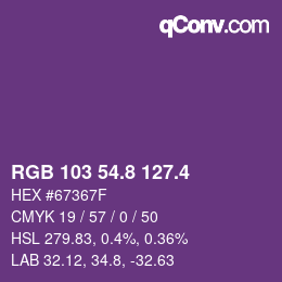 カラーコード: RGB 103 54.8 127.4 | qconv.com