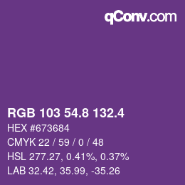カラーコード: RGB 103 54.8 132.4 | qconv.com