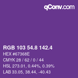 カラーコード: RGB 103 54.8 142.4 | qconv.com