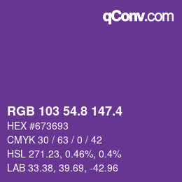 カラーコード: RGB 103 54.8 147.4 | qconv.com