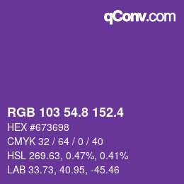 カラーコード: RGB 103 54.8 152.4 | qconv.com